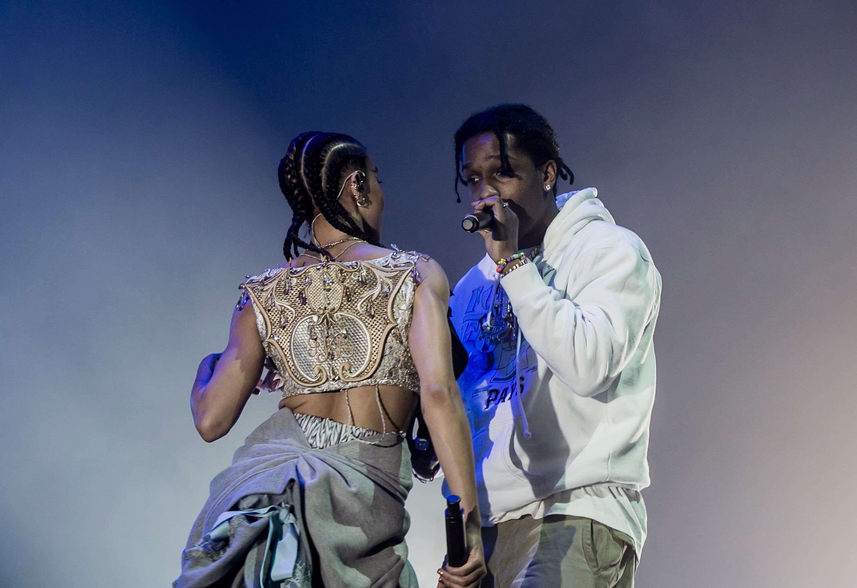 FKA twigs and A$AP Rocky performing at the Red Bull Music Festival, 2019